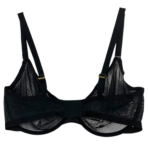 New Cuup The Plunge Black Sheer Mesh Bra Underwire Sz 38F 38 F NWOT - Picture 3 of 6